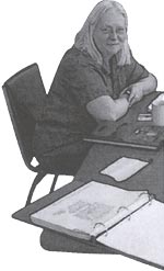 graphic - woman working at a table